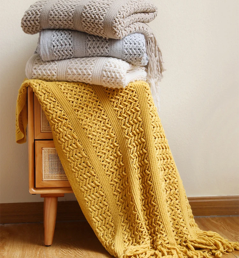 Luxe Nordic Knitted Throw Blanket – 130 × 230 cm image