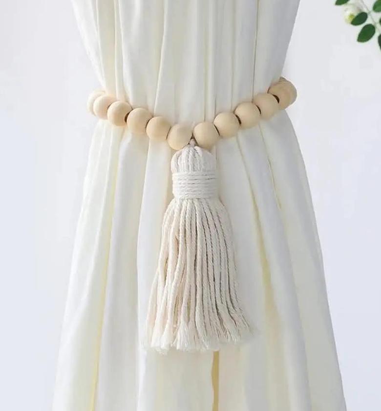Macrame curtain tiebacks with tassel 2pcs image