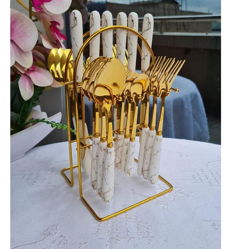 24 pc cutterly spoon Marble black  image