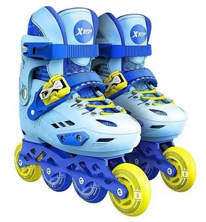 Rubber wheeled  Blue Speed Roller Skates Shoes Size 28 to 39 image