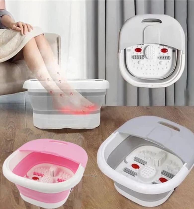 Collapsible Electric Foot Spa Massager with Automatic Heat, Infrared Light & Massage Rollers - Portable Pedicure Bath Basin image