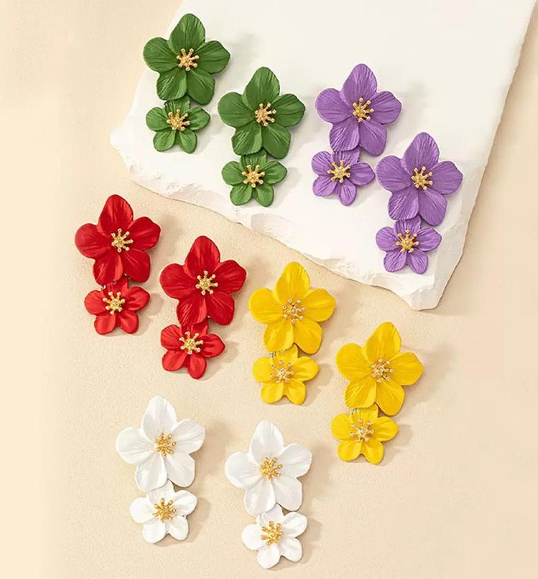 Large flower earrings  image