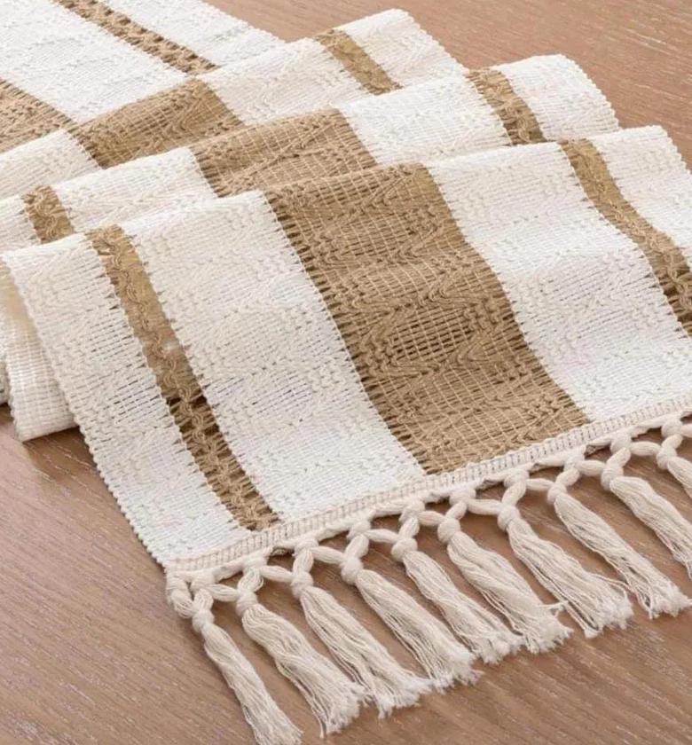 Boho Woven Table Runner with Tassels  image