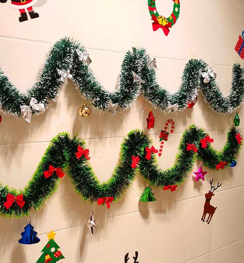 2M Christmas Tinsel Garland with Ornaments Christmas Decor image