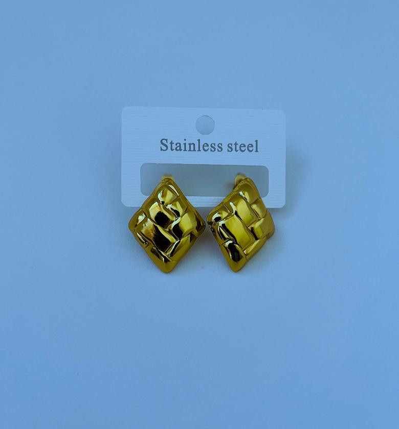 Woven Stainless Steel Gold Plated Earrings image