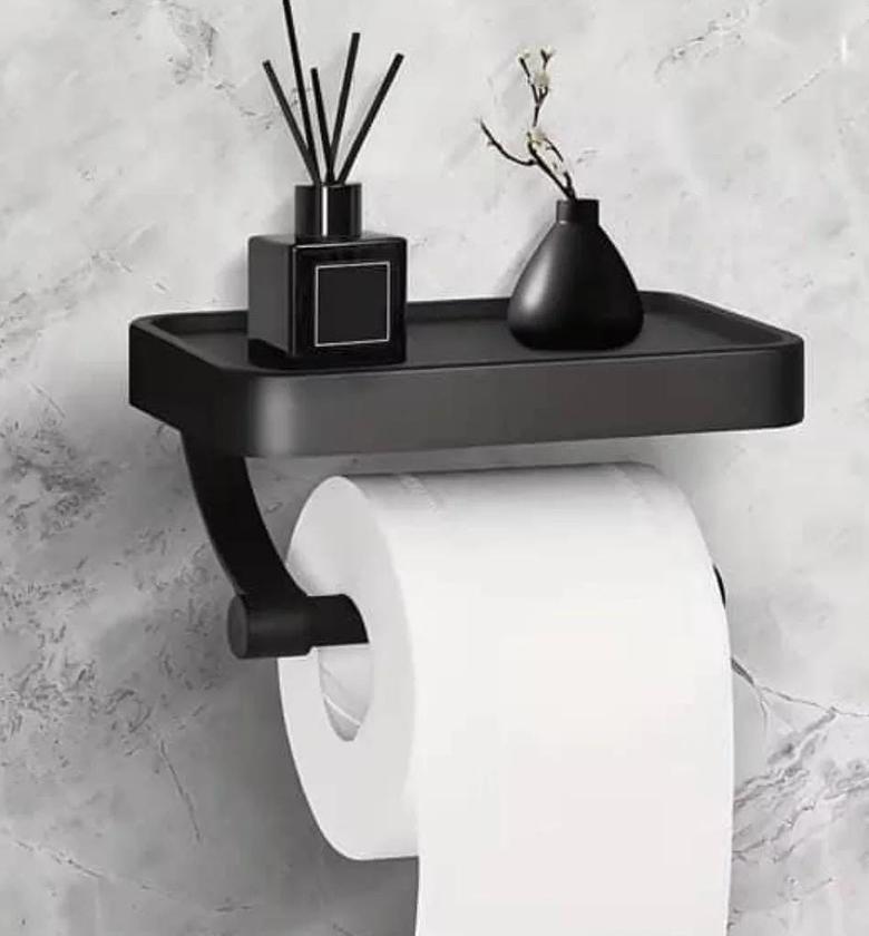 New Stainless Steel Toilet Paper Holder with Phone Shelf image