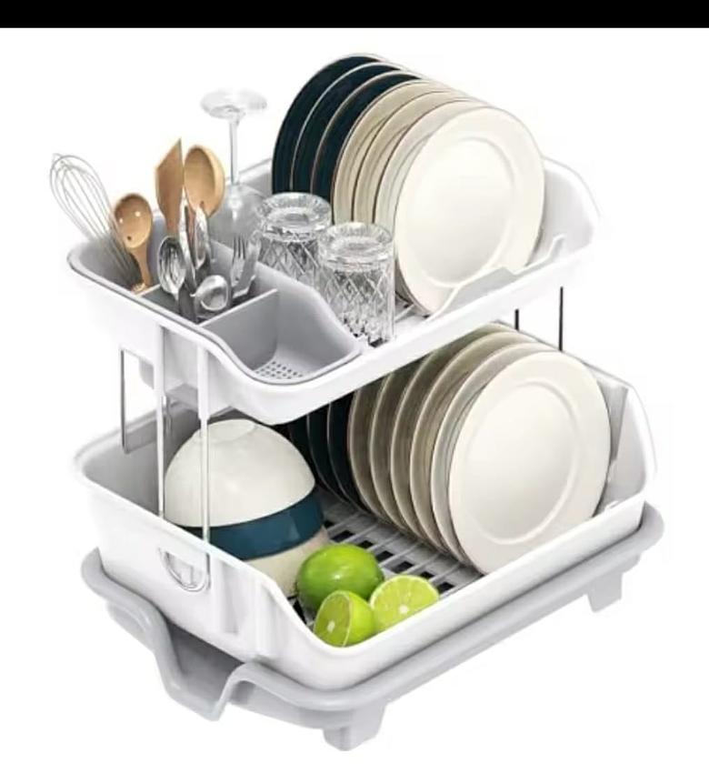 Two-Tier Premium Plastic Dish Drying Rack image
