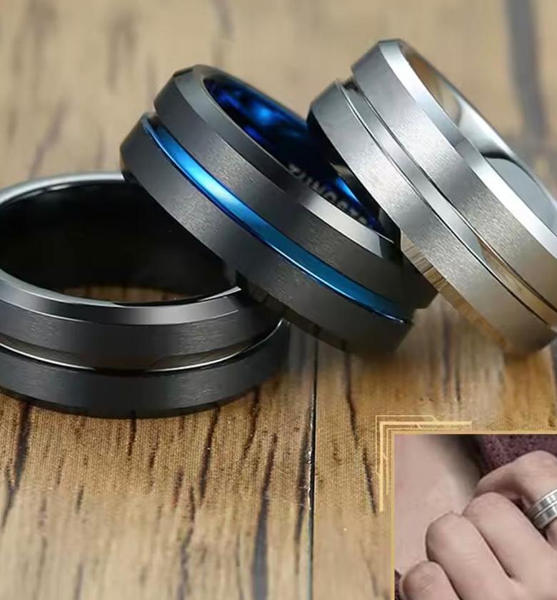 Zenith Black & Blue Tungsten Ring image