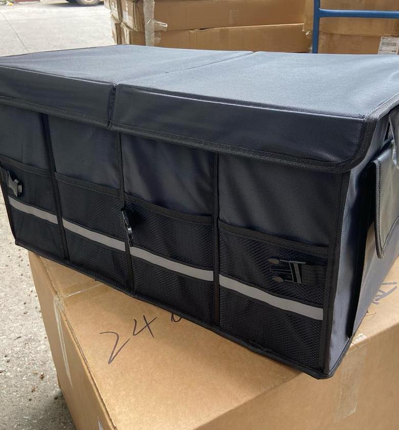  Boot Organizer with Lid Car Storage Organizer Collapsible Multi Compartment Car Organizer image