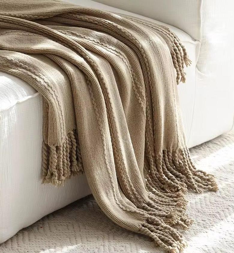 Knitted throw blanket  image
