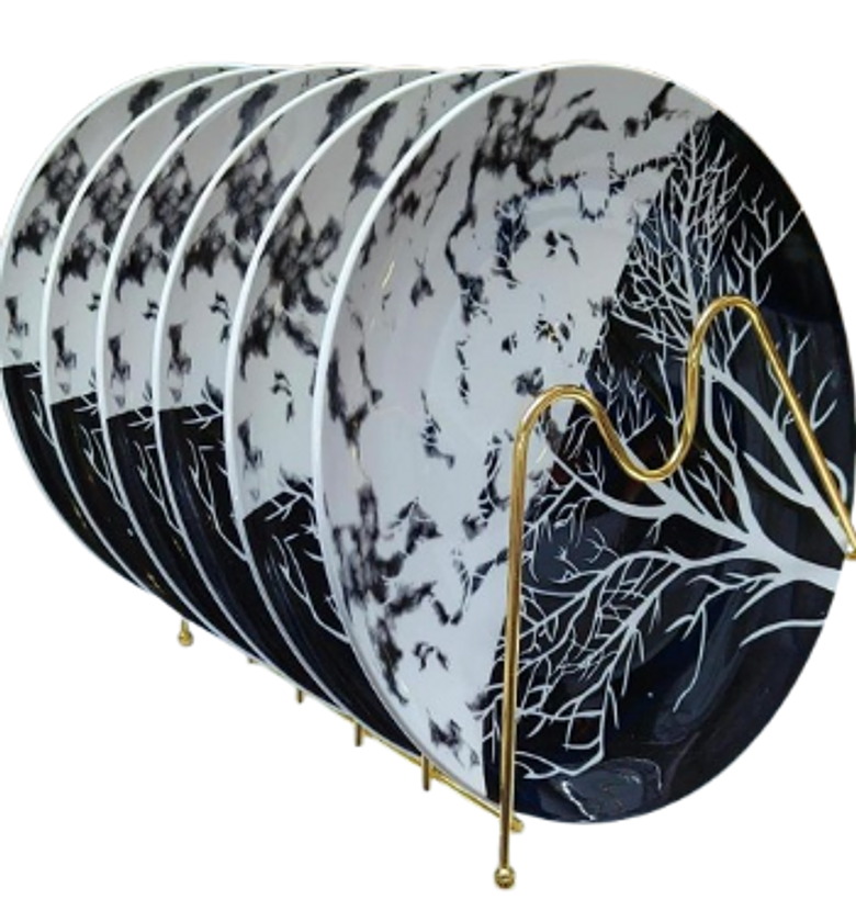 6-Piece Ceramic Tree Design Dinner Plate Set image