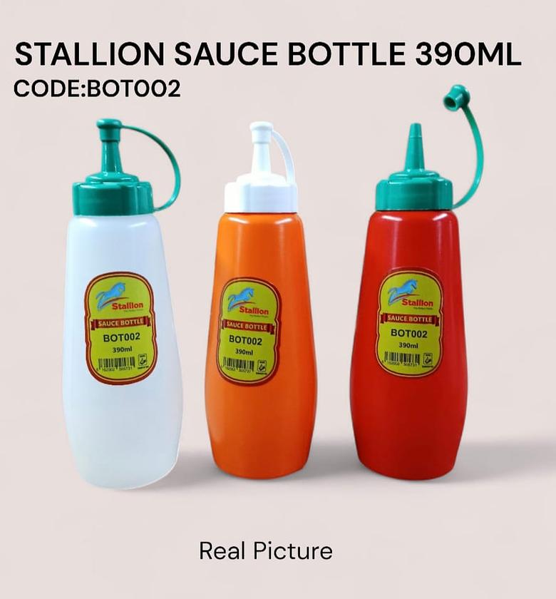 3 piece 390ml sauce bottle, tomato and chilli sauce bottle image