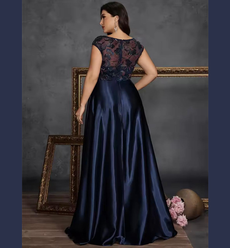 Midnight Bloom Embroidered Satin Gown image