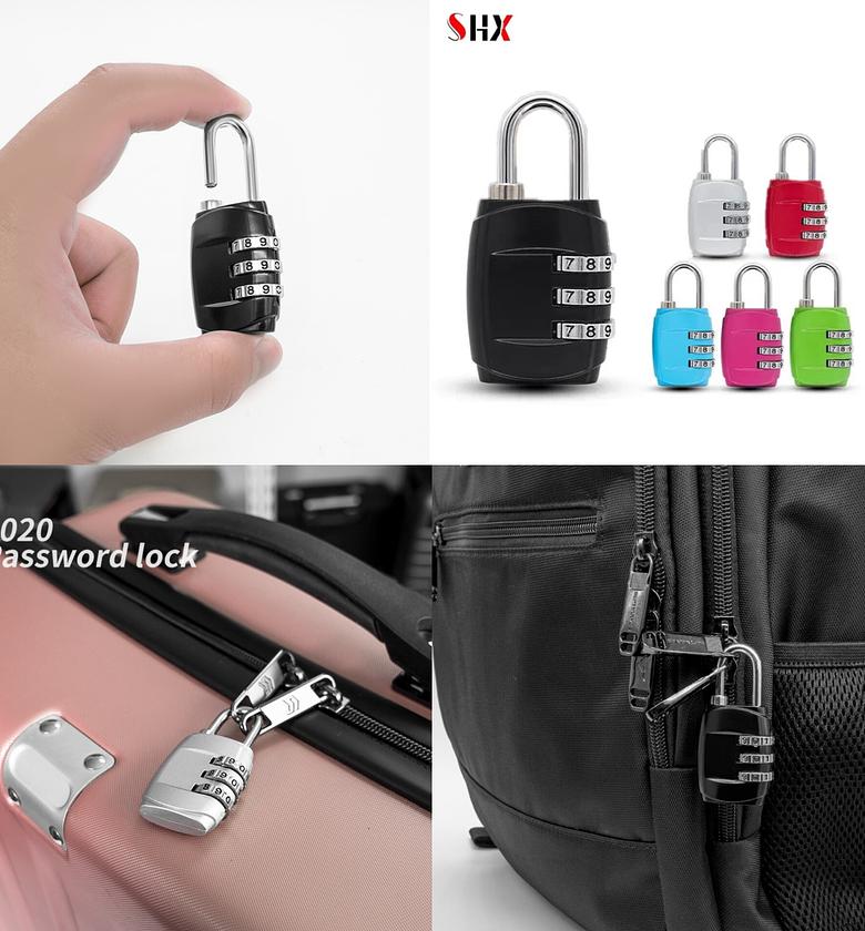 3 Digit Combination Padlock For Luggage, Travel, Backpacks image