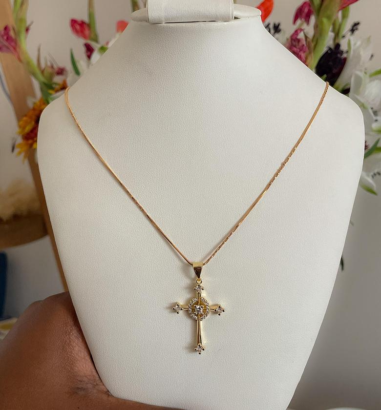 Golden Central Star Cross Necklace image