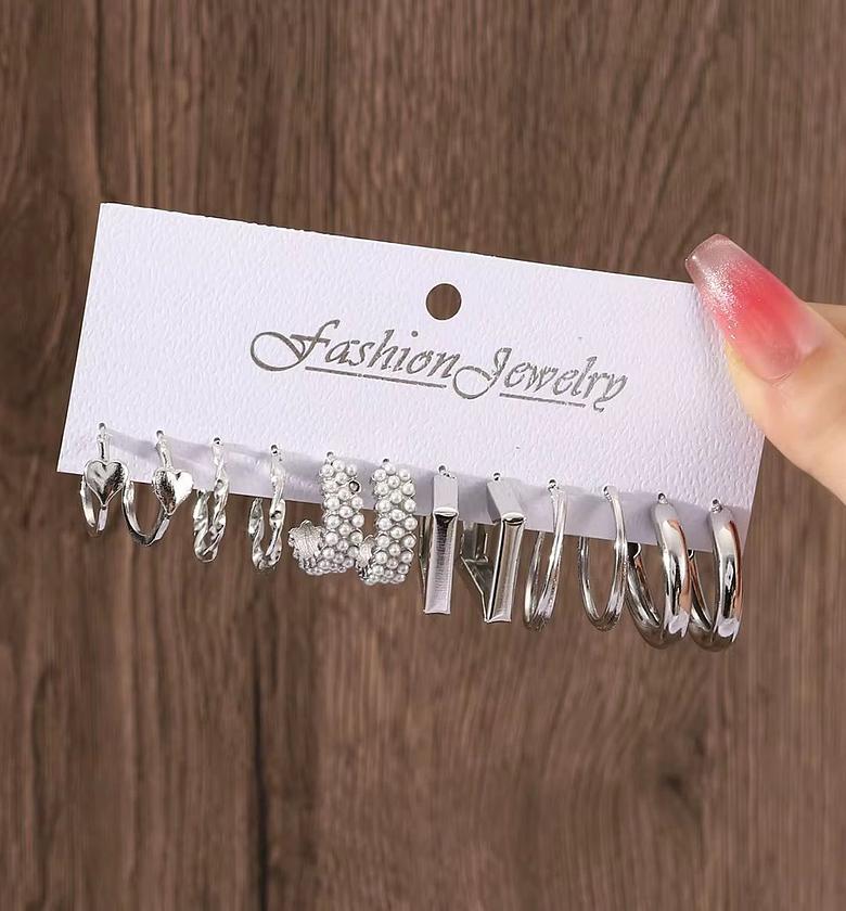 Silver Butterfly Earrings Set with Pearls  image