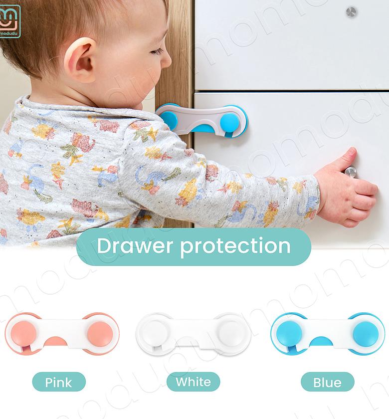 3 Piece Baby Cabinet Safety Locks for Drawers and Cabinets image