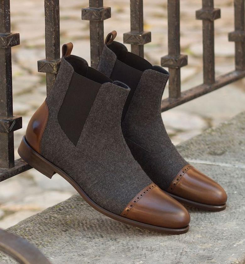 Grey chelsea boots image